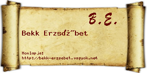 Bekk Erzsébet névjegykártya